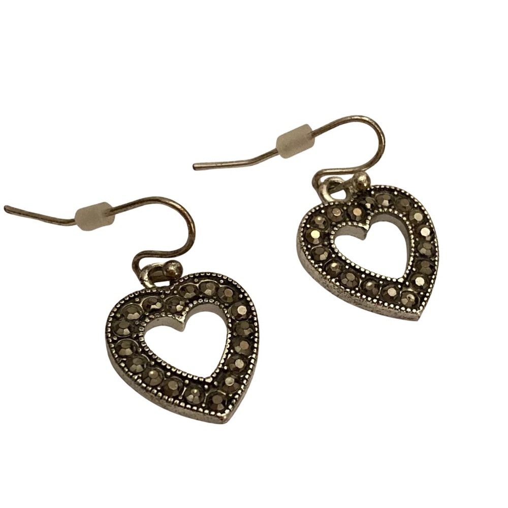 Heart Silver Dainty Dangle Earrings Classic Coquette Cocktail Jewelry